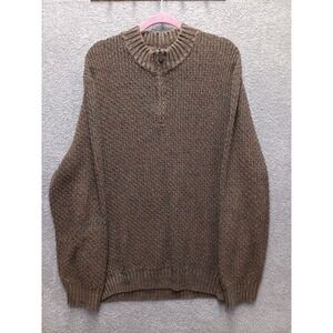 Tom James Men's Textured Cotton Knit Sweater Brown Size XXL Tall Relaxed